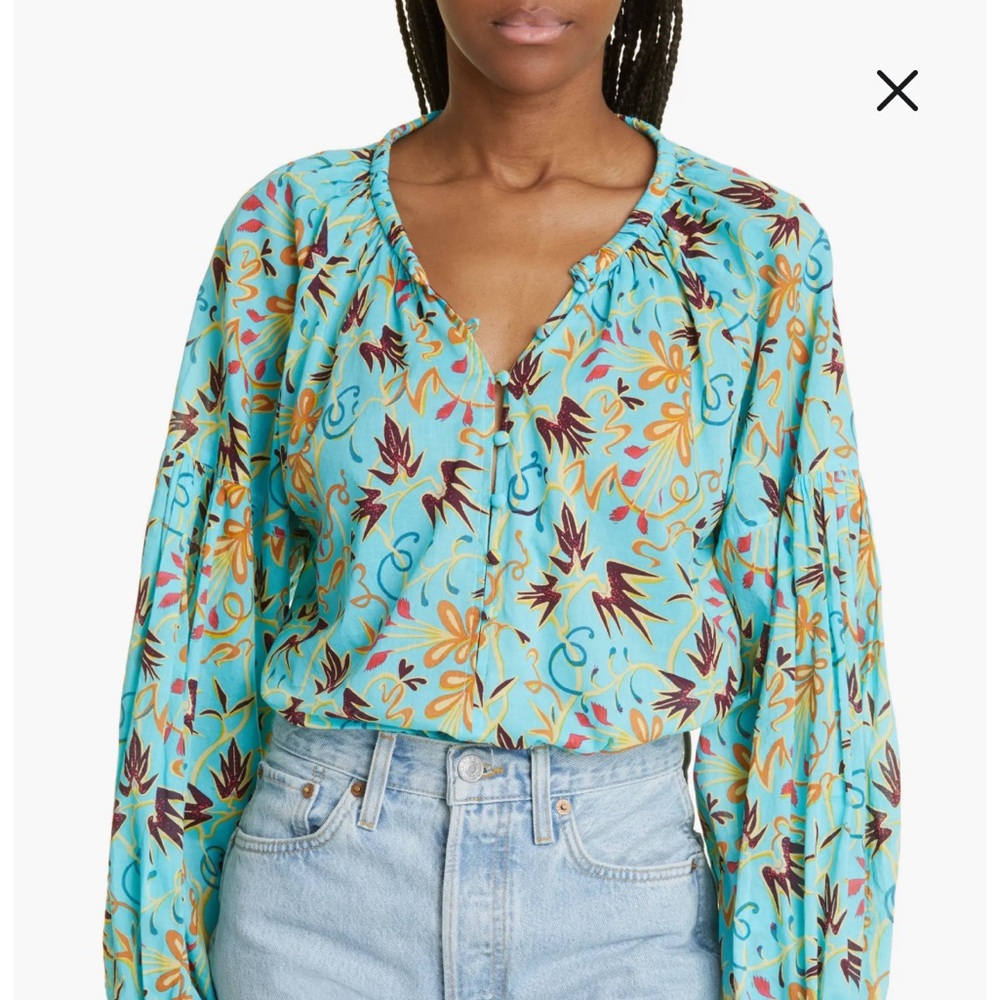 A.L.C. Capri floral print blouse size 12 EUC blue